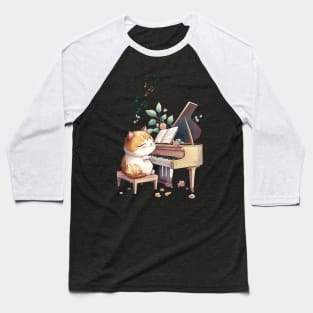 Cute cat playing the piano Baseball T-Shirt